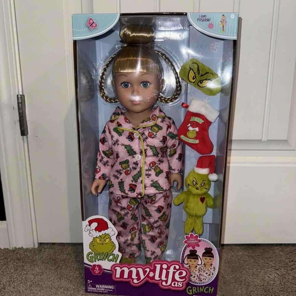My Life As Grinch Sleepover 18 inch Doll Blonde Hair Blue Eyes 2024 See …